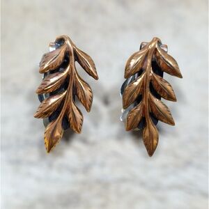 Vintage Renoir Copper Clip Earrings Leaf